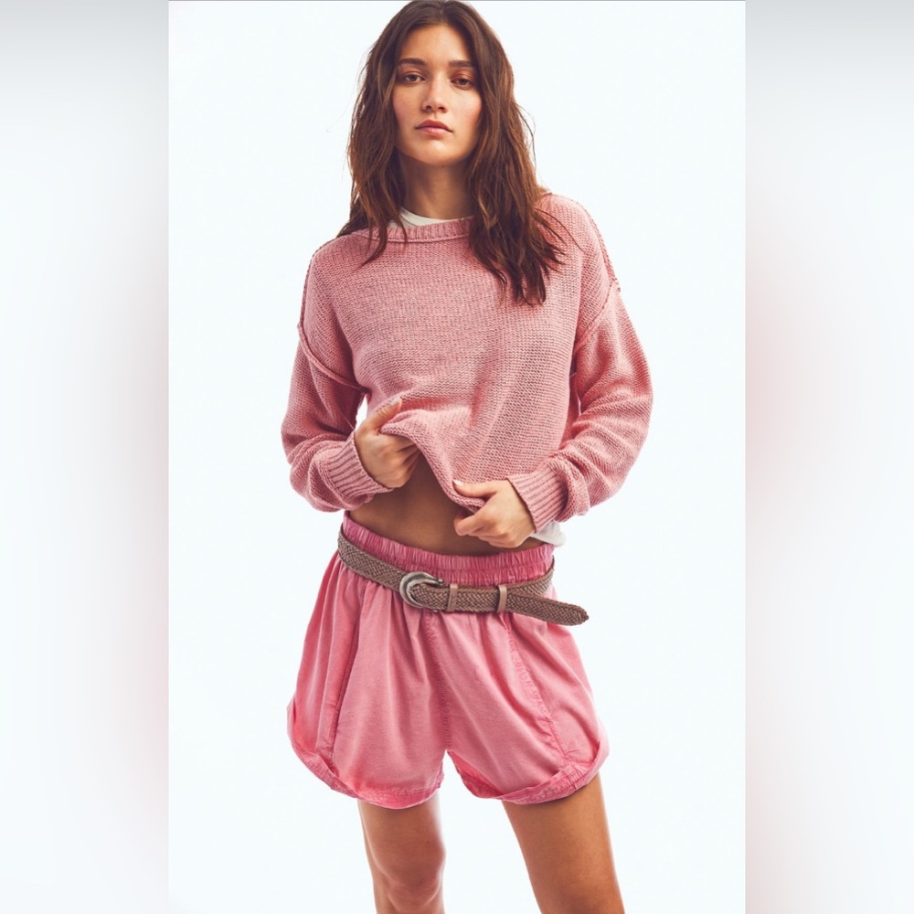 NWT Free People Get Free Poplin Pull On Shorts in Gumdrop